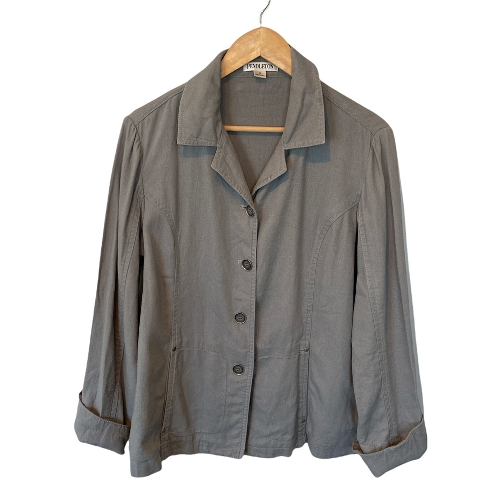 Pendleton Gray Linen Blend Jacket Medium Minimali… - image 1